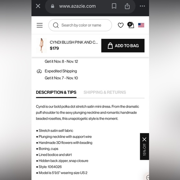 🌟 PROM 🌟AZAZIE ATELIER, “CYNDI” BLUSH PINK AND COPPER POLKA DOT MINI DRESS - Picture 9 of 13